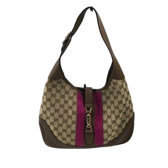 COA incl. - Gucci JACKIE Web Shoulder Bag Leather/GG Canvas - Picture 1 of 7